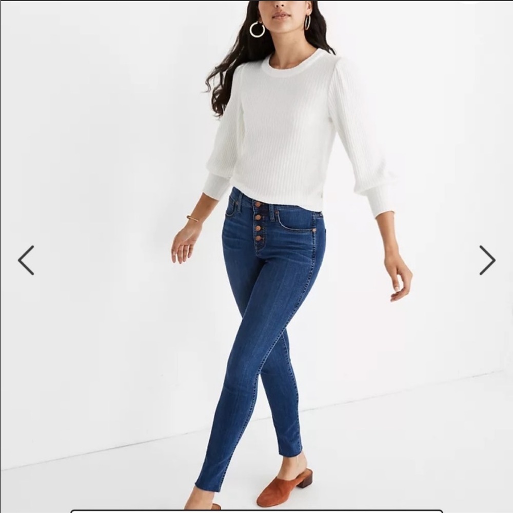 10” High Rise Skinny Madewell distressed Jeans 25